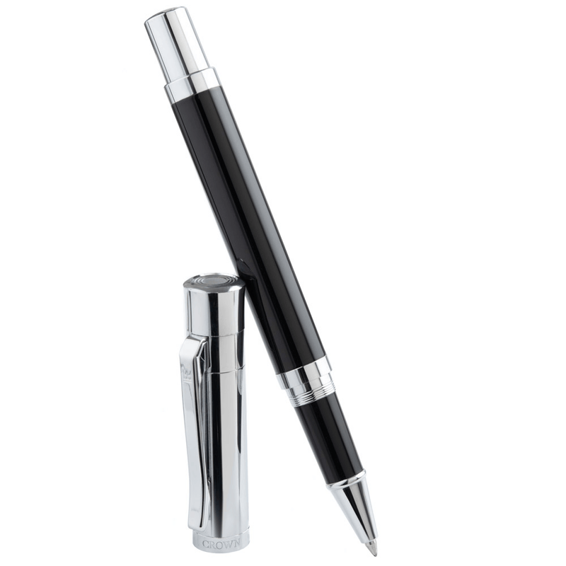Caneta Crown Personalizada Metal Jazz Roller Preta