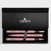 Kit Premium Crown Capricci Rosa Escuro | Esferográfica, Roller e Tinteiro
