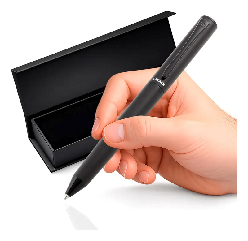 Caneta Crown Personalizada Black Sênior Esferográfica