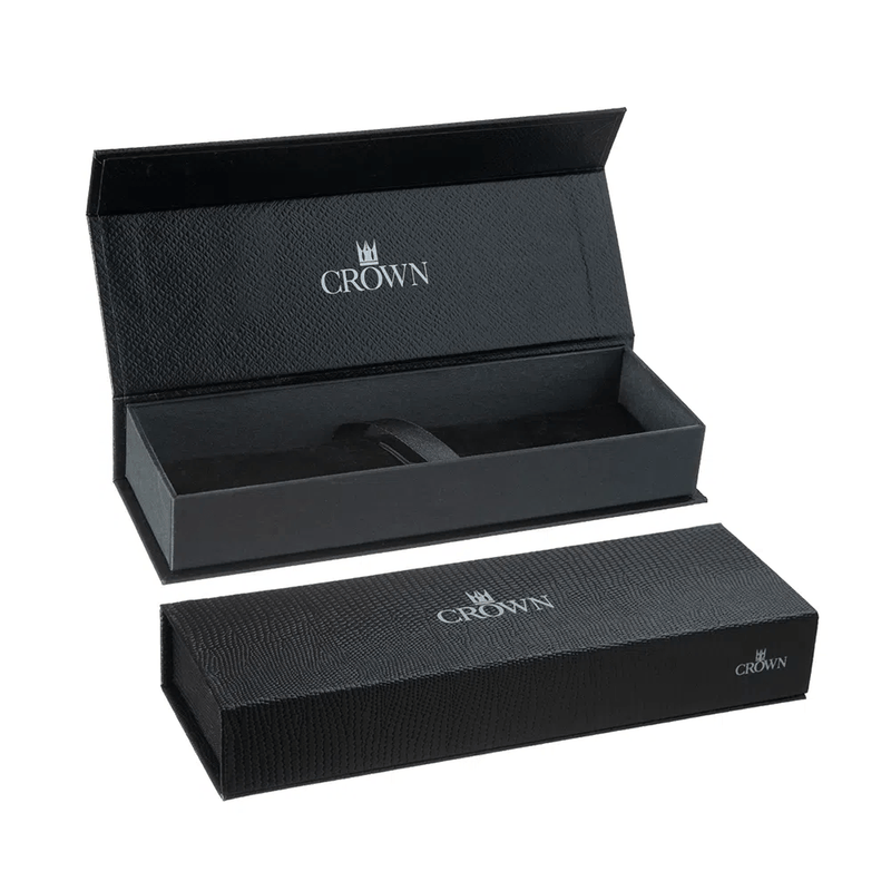 Conjunto Caneta Crown Personalizada Metal Regent Esferografica e Tinteiro Preta e Prata