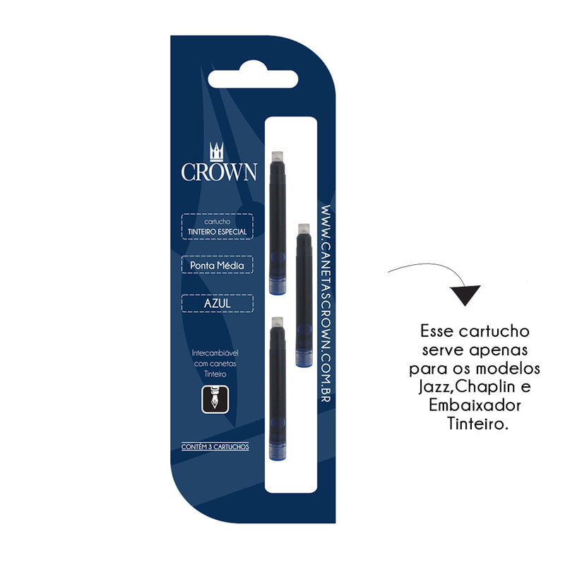 CARGA CARTUCHO CROWN TINTEIRO TINTREG Cor: Azul | CA32222A
