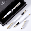 Kit Premium Crown Capricci Branco | Esferográfica, Roller e Tinteiro