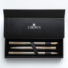Kit Premium Crown Capricci Prata | Esferográfica, Roller e Tinteiro